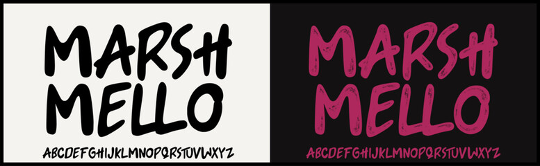 Condensed hand drawn vector font. Regular hand drawn and textured style font. Capital alphabet.