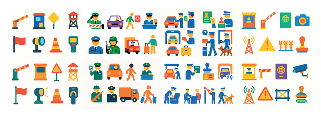 Fototapeta premium Icons of border security and control