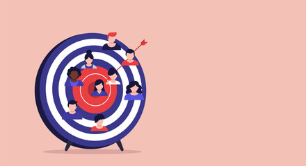 People Targeting Goals - Achieving Success and Teamwork.