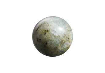 A vibrant Flash Labradorite ball on an isolated white background, featuring striking blue and green iridescence with a lustrous surface. Perfect for spiritual decor or gemstone displays.