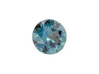 A radiant blue sapphire with a round cut, featuring a vibrant blue hue and sparkling facets. Perfect for elegant jewelry with exceptional clarity.