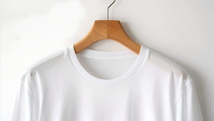 Crisp White Long Sleeve T-Shirt Close-up Neckline Mockup