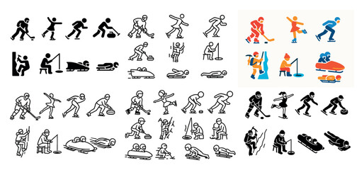 Naklejka premium Winter sports icons and illustrations