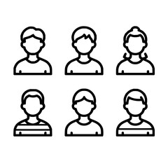 Outline avatar person user profile people group team member account symbol human head face icon vector 100px