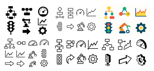 Obraz premium Flowcharts and diagram icons collection