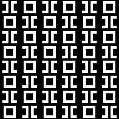 Lines, squares, brackets ornament. Seamless pattern. Geometrical backdrop. Shapes background. Geometric wallpaper. Polygons motif. Digital paper. Textile print. Abstract vector.