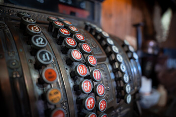 Obraz premium Vintage mechanical cash register system 