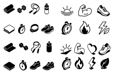 Fitness icons collection: workout essentials