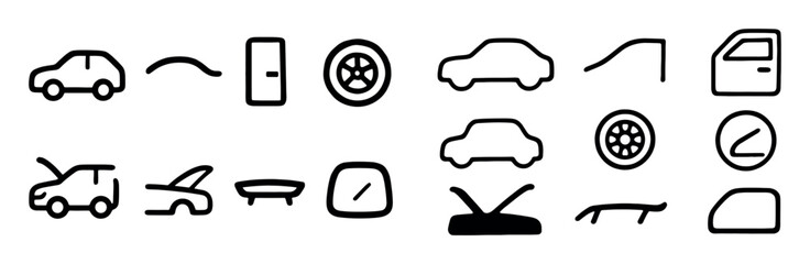 Car Body Doodle Icons