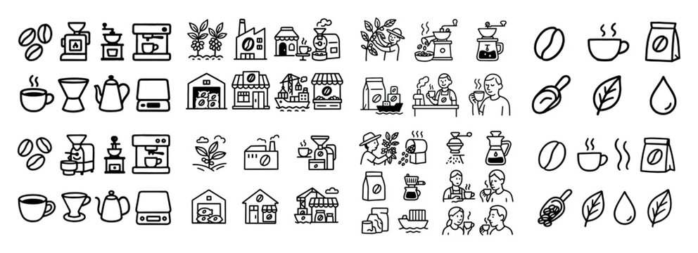 Coffee icons set with various designs