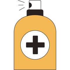 Amber Yellow Spray Bottle With Black Plus Symbol Inside White Circle For Medical Use Transparent Background