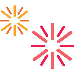Abstract vector illustration of two stylized fireworks explosions in warm orange and bright pink colors against a clean white background symbolizing celebration and festivity