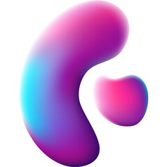 Abstract Vibrant Gradient Organic Shapes Fluid Blob Forms With Smooth Blending Colors Cyan Magenta Pink Purple On Transparent Background Minimalist Digital Art