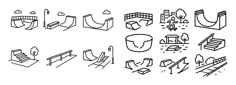 Skateboarding Doodle Icons