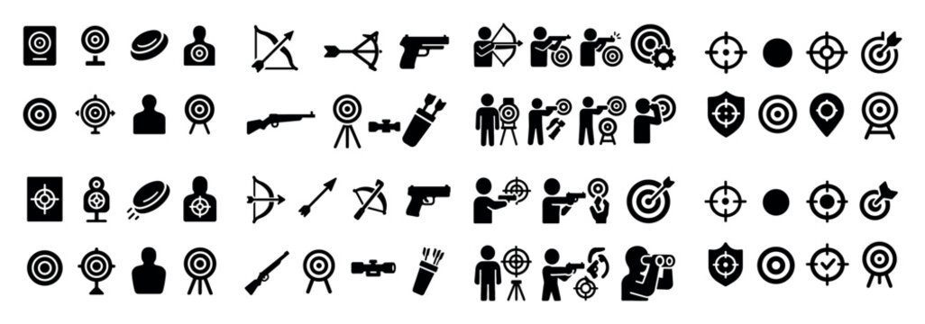 Archery and shooting icon set collection
