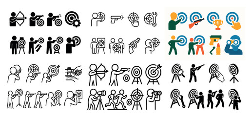 Stick figures engaging in target practice