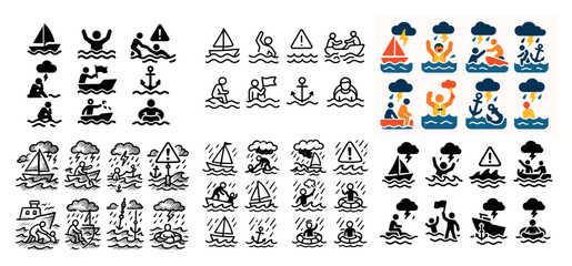 Nautical safety symbols collection