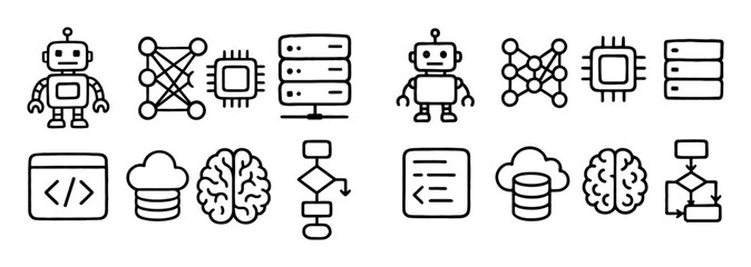 Obraz premium AI Doodle Icons