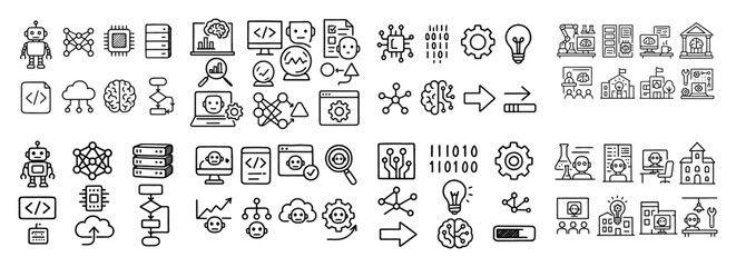 Icons of ai, technology, and innovation