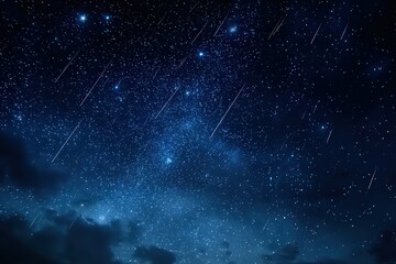 Fototapeta premium Vivid Night Sky Displaying Countless Stars and Wispy Clouds in Deep Blue Background