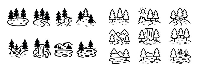 Obraz premium Forest Doodle Grid
