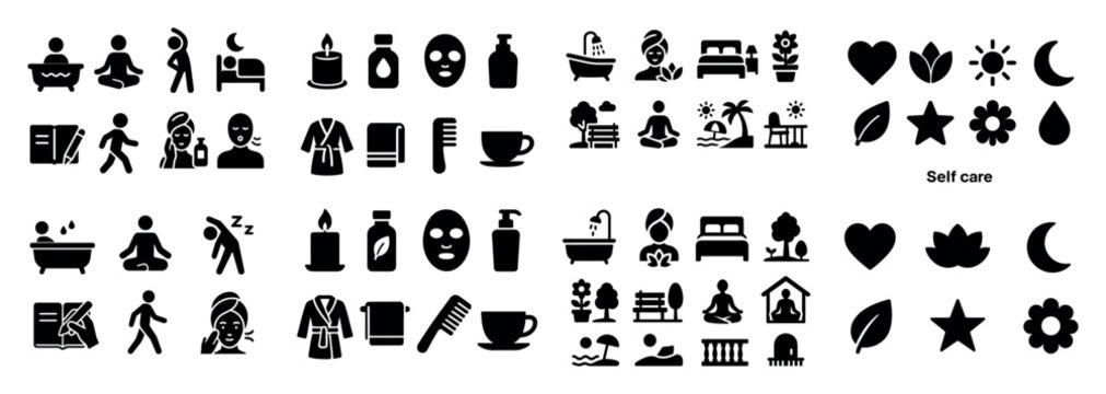 Self-care icons set - Powered by Adobe