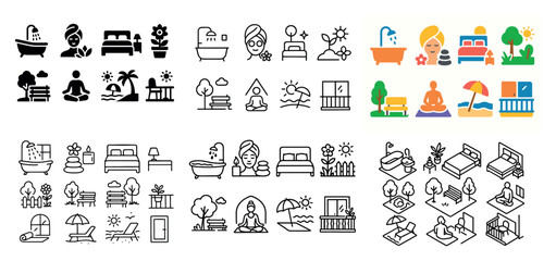 Home and relaxation icons set