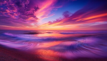 Obraz premium Dreamy Sunset Swirling Purple Pink Orange Hues Vibrant Abstract Sky Art Dreamy