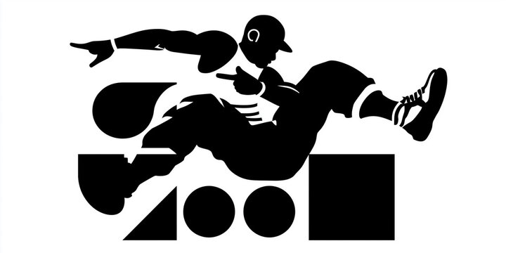 Breakdancer Silhouette with Geometric Shapes