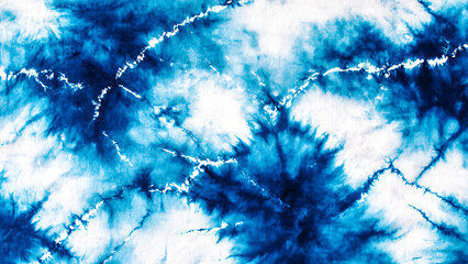 Tissu avec impression tie and dye dans les tons de bleu