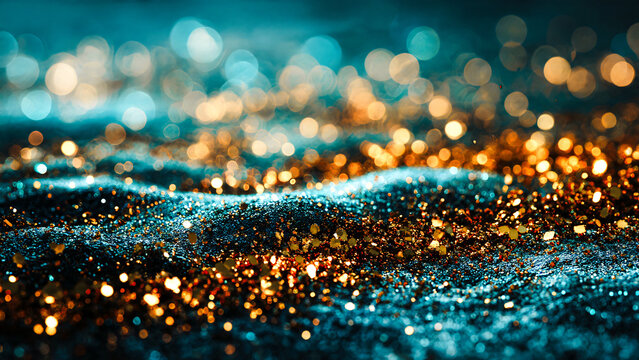 Sable et bokeh dor&eacute; et turquoise