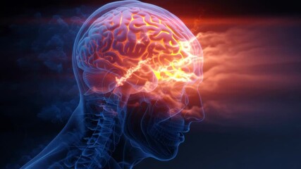 Human Brain Activity and Mental Energy Concept.