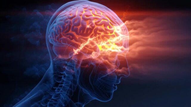 Human Brain Activity and Mental Energy Concept.