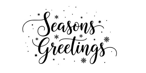 Calligraphic "Seasons Greetings" Snowflake Script Vector