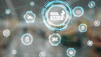 Flash sale icons show ecommerce, flash sale discount, and digital promotion. Flash sale drives customer shopping, flash sale marketing, and conversion growth. Gist