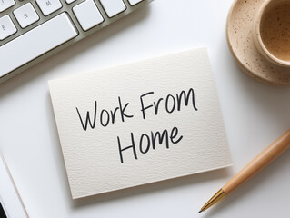 Work from home setup with workspace essentials and motivational note on a desk