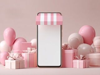 Minimal Pink E Commerce Product Showcase With Mobile Screen