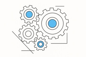 Abstract illustration of interlocking gears, representing teamwork and processes