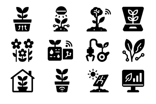 Icon vector display digital greenhouse panel icons garden tool tracking virtual planter