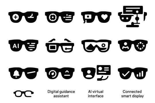 Notification icon display cyber hud tracker virtual panel interactive visor interface glasses