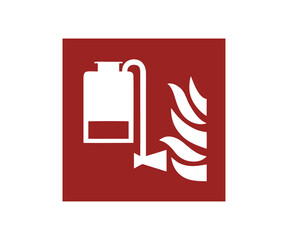 ISO 7010 F010 Portable foam applicator unit sign. Fire fighting equipment signal pictogram vector design and illustration.

