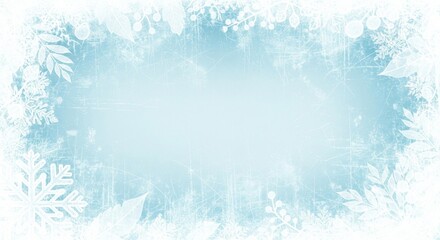 Ein frostiger, glasartiger Fensterrahmen aus Eisstrukturen und Schneekristallen erzeugt eine klare, k&uuml;hle Winteratmosph&auml;re wie auf einer vereisten Fensterscheibe. Generative KI