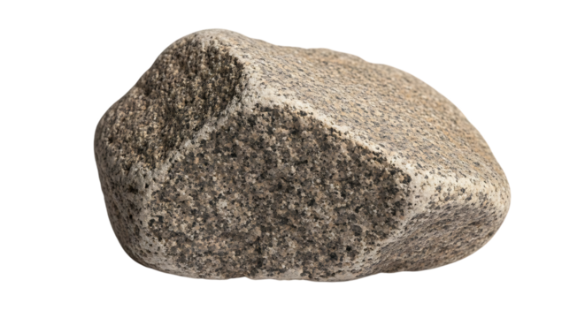 Rock, Textured grey and white speckled with smooth edges, isolated on white or transparent background. PNG