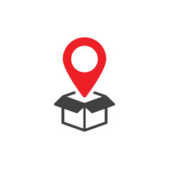 open box location pin icon vector.