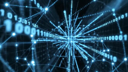 Abstract visualization of digital data streams and network connections in a futuristic technology concept. - Powered by Adobe