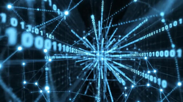 Abstract visualization of digital data streams and network connections in a futuristic technology concept. - Powered by Adobe