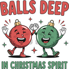 Funny Christmas Ornaments Cartoon Illustration with Holiday Humor and Festive Characters