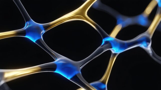 Futuristic nanomaterial lattice with glowing molecular nodes for science concept.