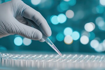 Precision science: hand pipetting CRISPR sample in modern lab.