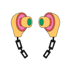 Illustration earphone with iron and chain
